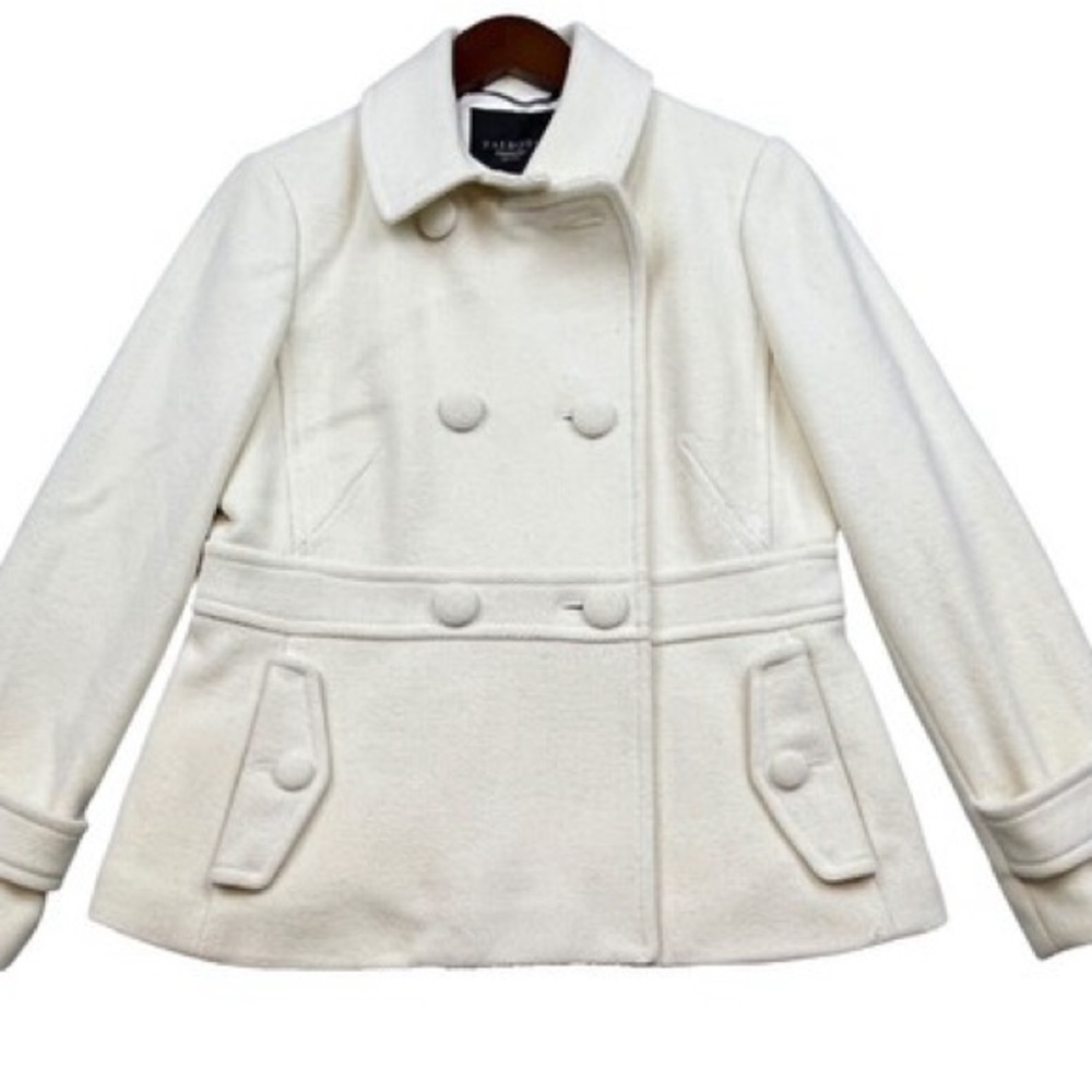 Talbots Double Breasted Petite Pea Coat Size4P Stone Colored.